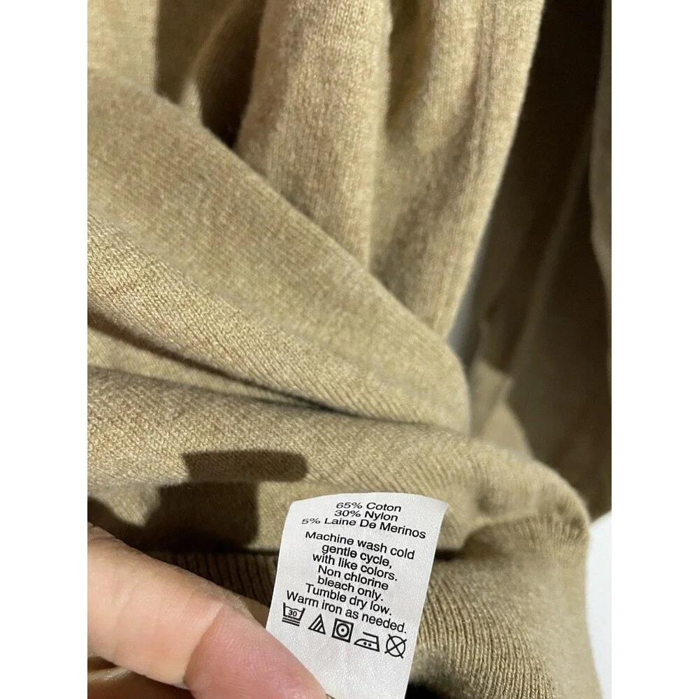 J Crew Sweater Mens‎ L Tan Merino Wool Cotton Academia Preppy Business Office